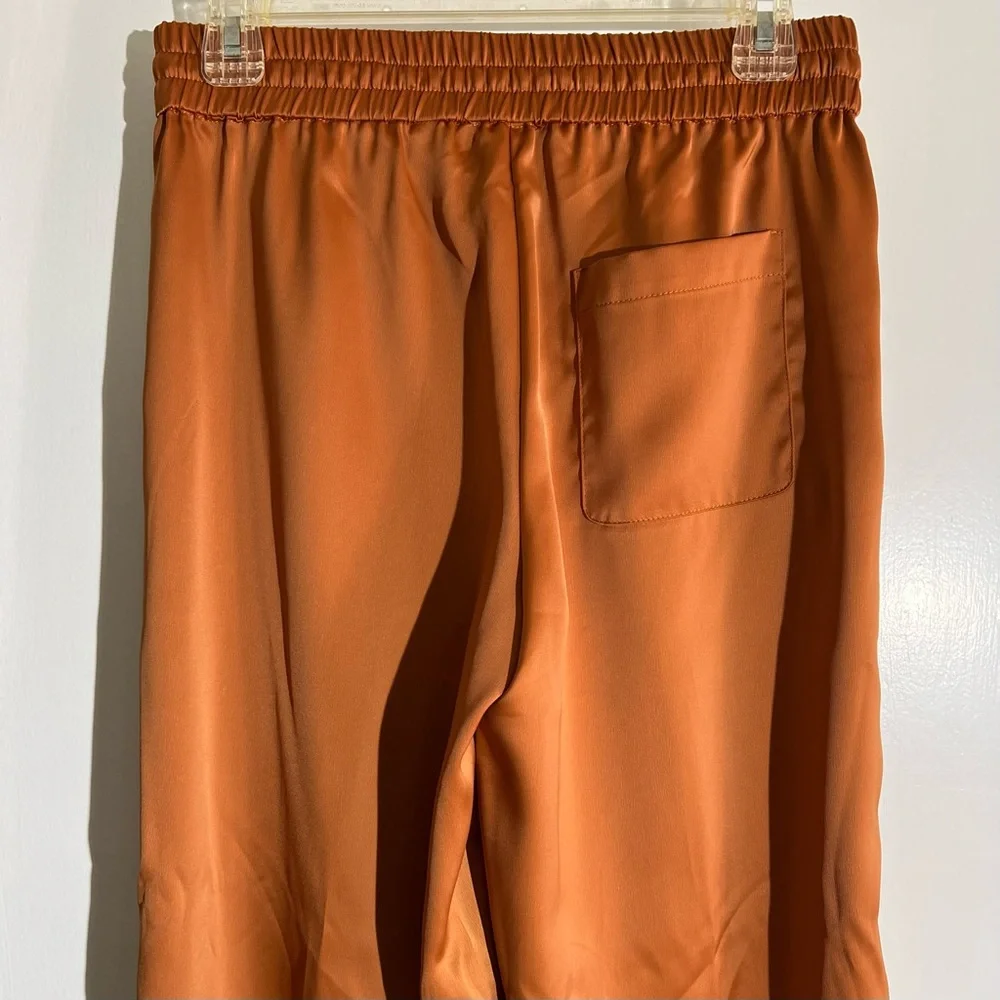 Elie Tahari Rust Wide Leg Satin Pants - Picture 4 of 10